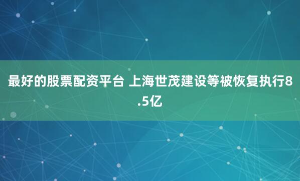 最好的股票配资平台 上海世茂建设等被恢复执行8.5亿