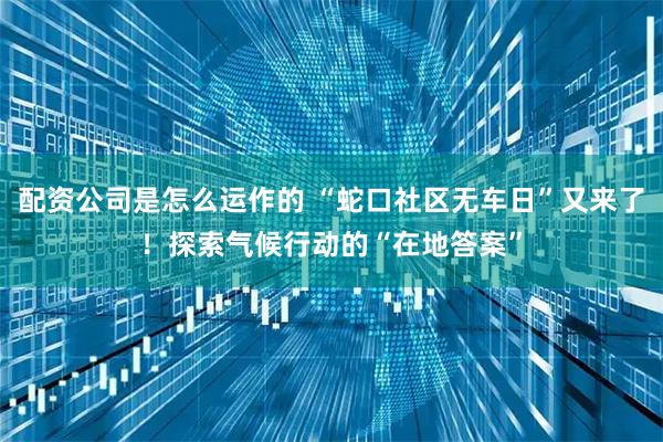 配资公司是怎么运作的 “蛇口社区无车日”又来了！探索气候行动的“在地答案”